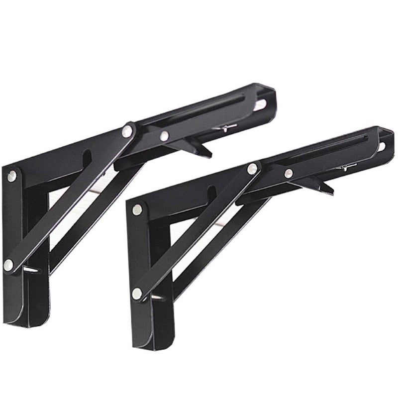 Jolitac Black Paint Folding Shelf Brackets 18â€ - Heavy Duty Metal Collapsible Shelf Bracket for Bench Table, Shelf Hinge Wall Mounted Space Saving DIY Bracket, Max Load: 450lbs (18 inch, Black) - Image 1